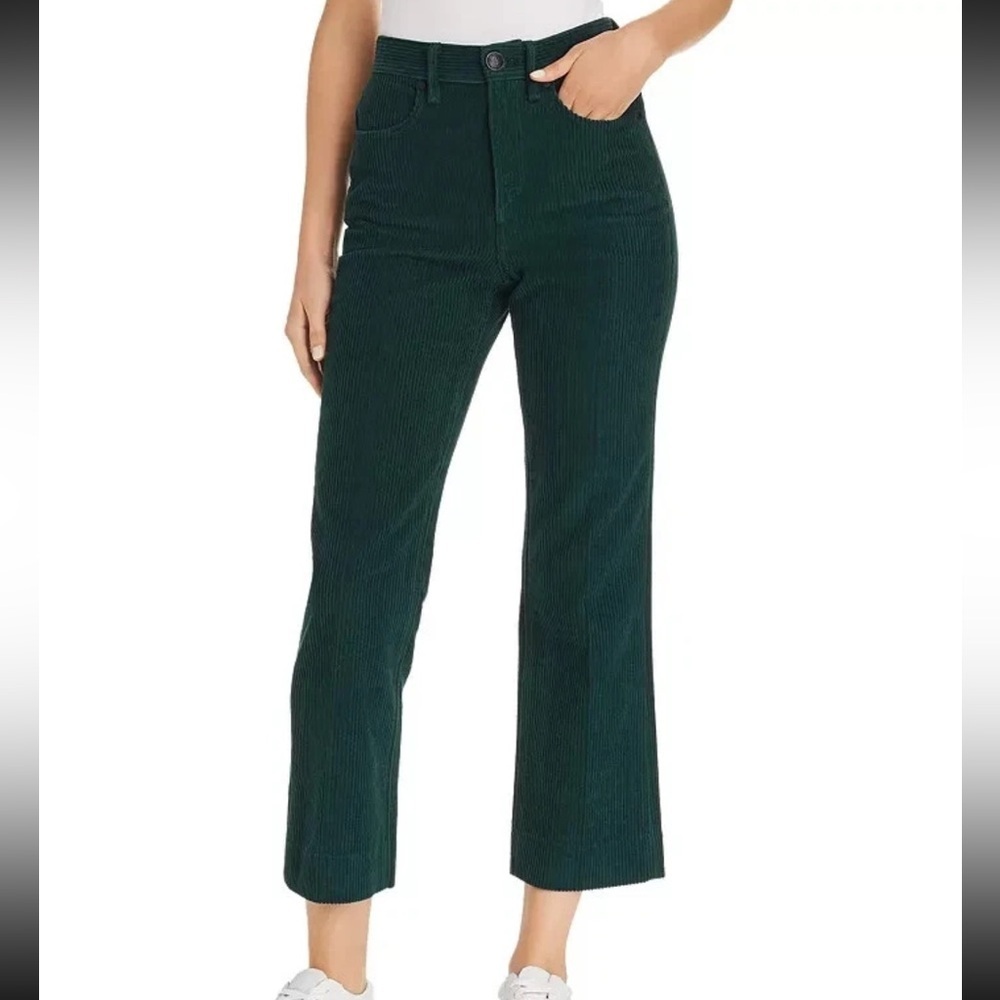 Rag & Bone Dylan Cropped‎ Flared Corduroy Pants  In Bottle Green Women's Size 30